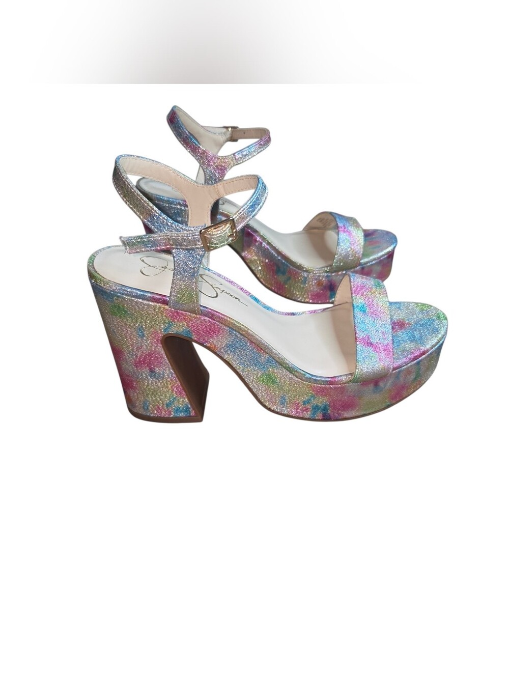 Jessica Simpson Iridescent Multi-Color Platform Block Heels - Picture 9 of 10